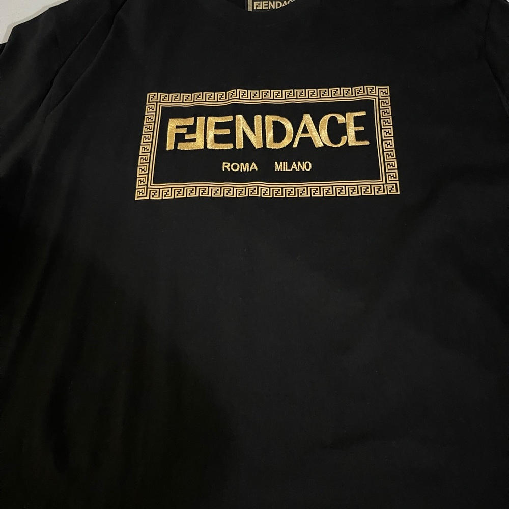 Fendace Black Top with Gold Pattern